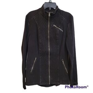 Liverpool Nereus Quilted Back Panel Fitted Denim Full Zip Jacket Size Small